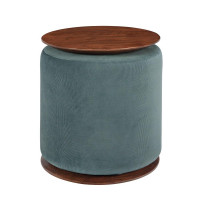 Coaster Furniture 914115 Seanna Accent Table with Round Ottoman Teal and Walnut